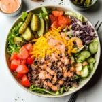 Burger Salad Bowl with Special Sauce Dressing
