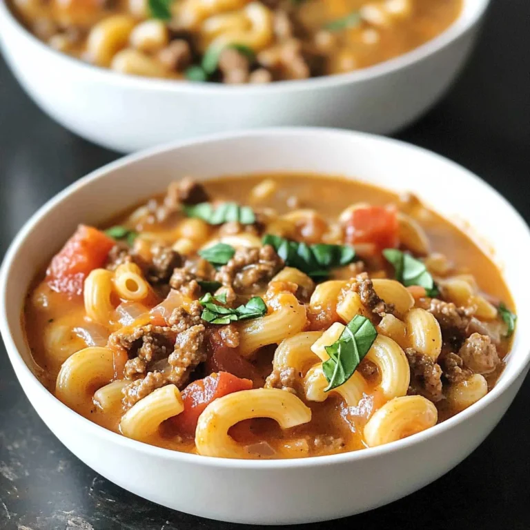 Creamy Ground Beef and Macaroni Tomato Soup