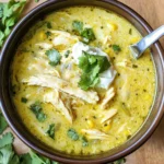 Green Chicken Enchilada Soup - Creamy and Cheesy!