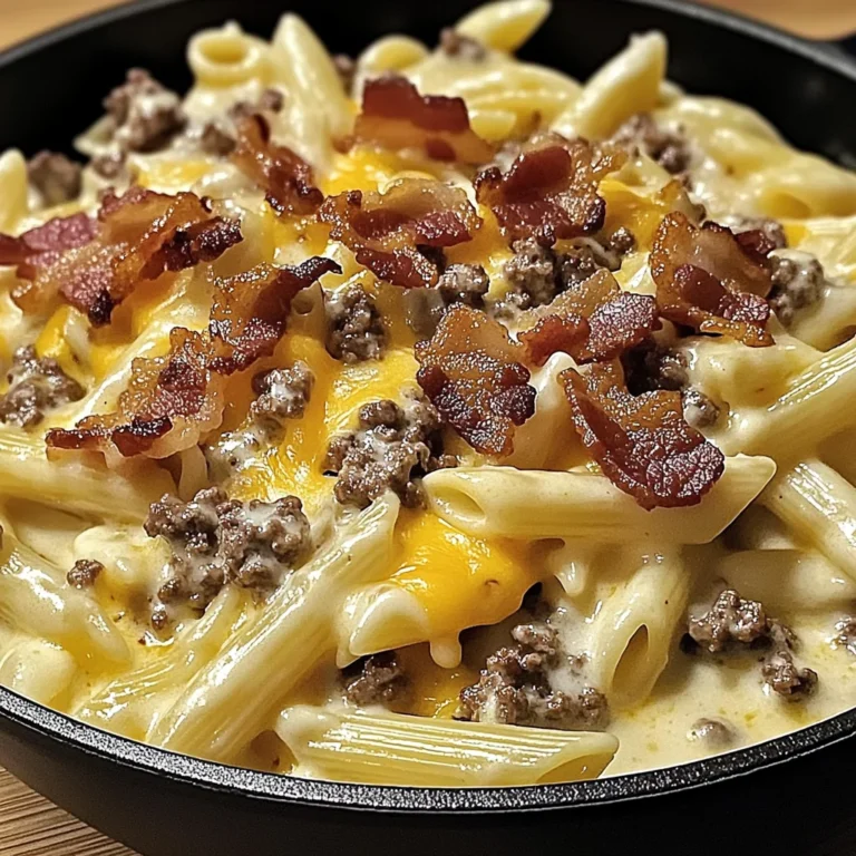 Loaded Bacon Cheeseburger Alfredo Pasta