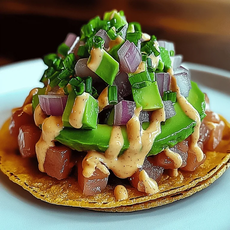 Tuna Tartare Tostada with Chipotle Mayonnaise